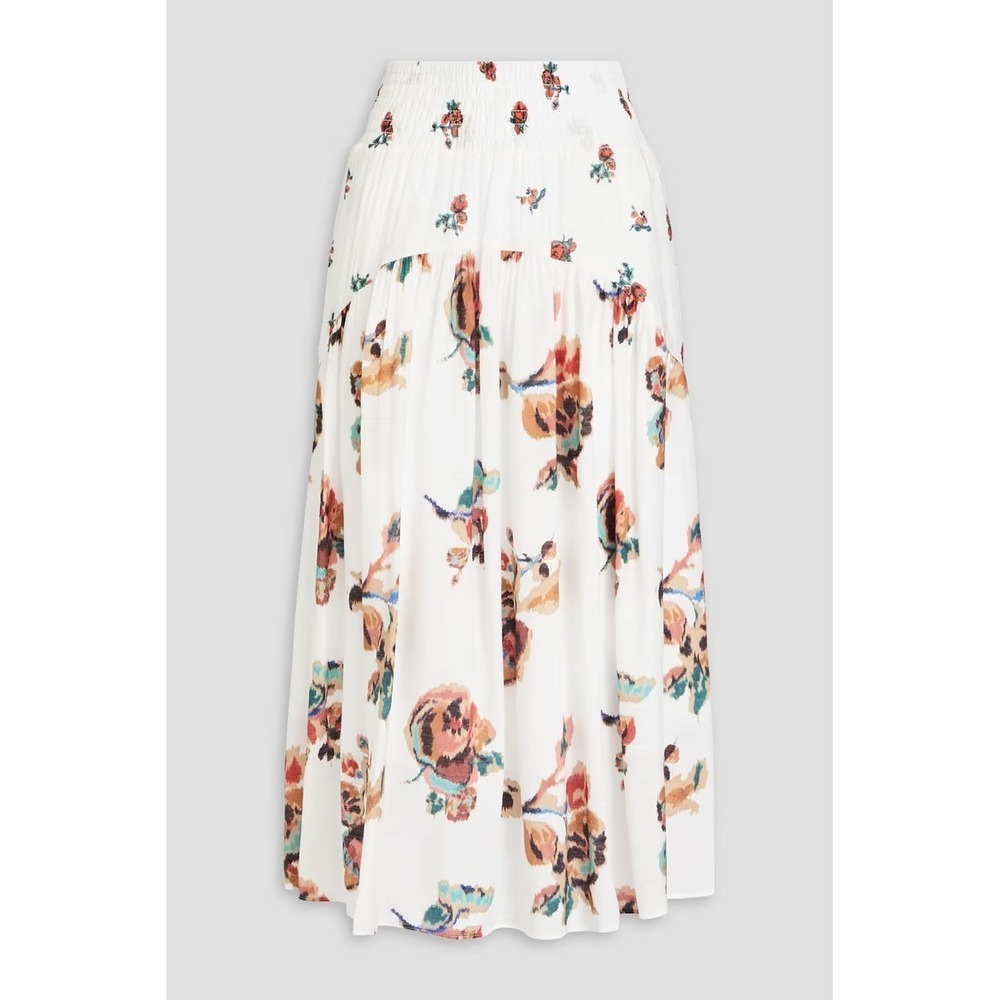 Vince White‎ Floral Gauze Shirred Midi Skirt XS Romantic Minimalist Cottage Chic - Picture 13 of 13